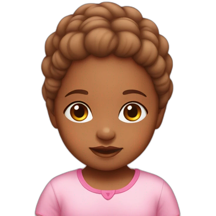 Brown skinned baby girl with a pink ིྀ on the head emoji