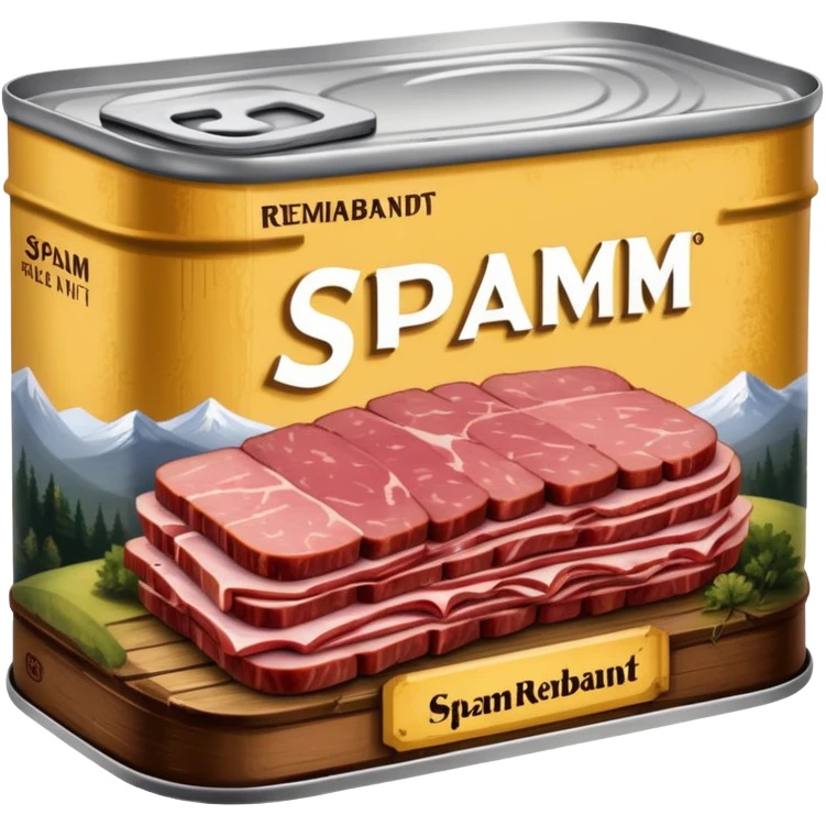 rembrandt painting in a spam meat landscape  emoji