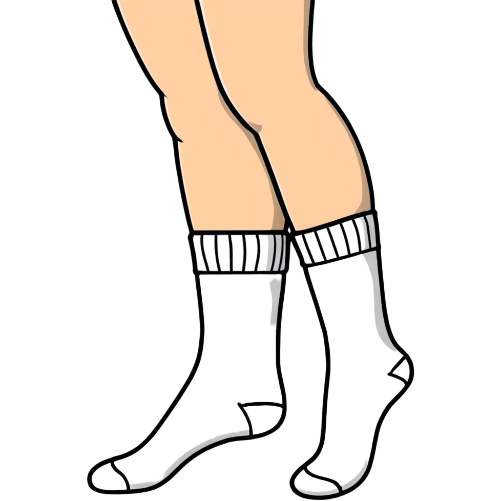 woman's feet wearing white crew socks viewed from directly underneath showing soles emoji