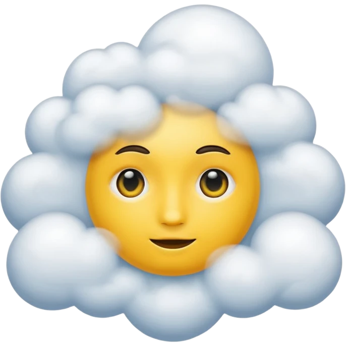 Face in clouds yellow circle and black eyes and remove a mouth and move in a cloud remove a mouth on face emoji
