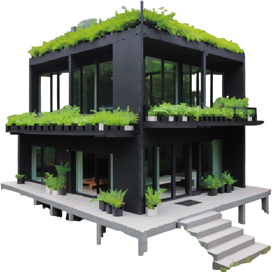 eco-friendly retreat under construction with greenery emoji