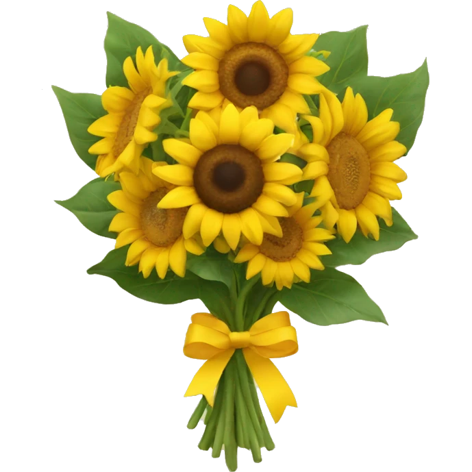 Sunflower bouquet with yellow ribbon emoji