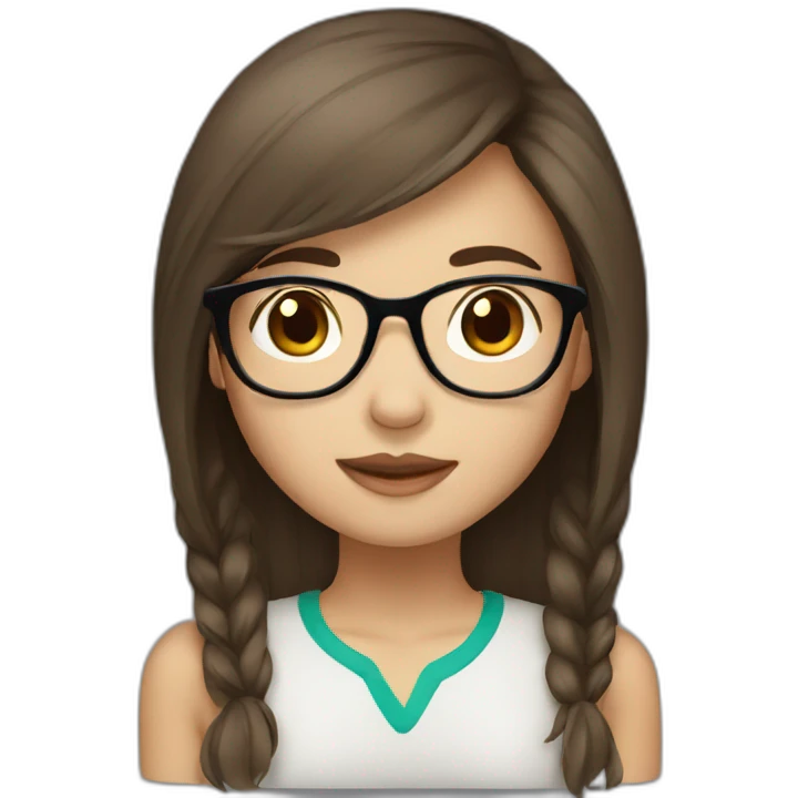 brown haired Asian girl with glasses emoji