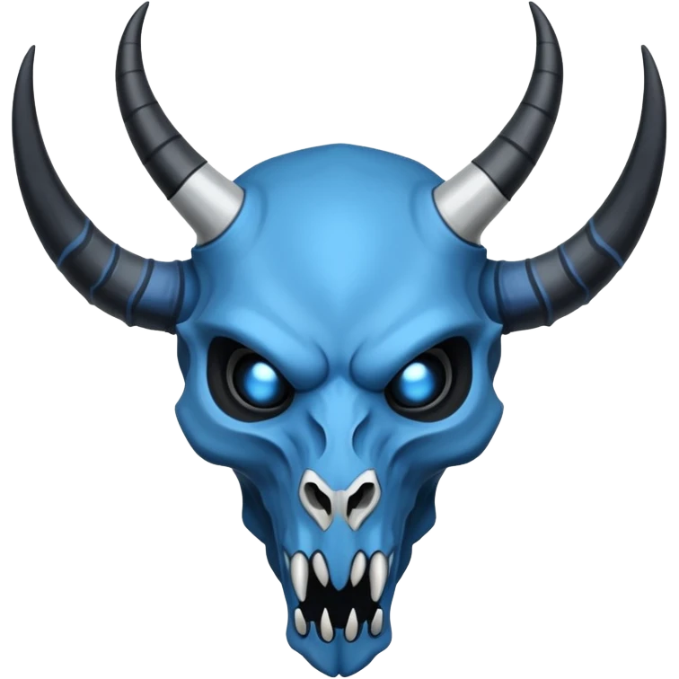 Shiny Dark Edgy  Inteleon-Amaura-Fakémon-hybrid-creature (full body) with a horned animal-skull-mask emoji