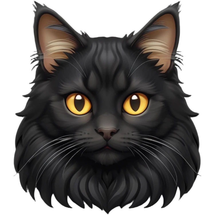 cinematic-cute black-maine-coon-cat-portrait-emoji,-head-tilted-playfully-and-inquisitively,-sleek--black-fur,-simplified-yet-adorable-features,-highly-detailed,-glowing-with-a-warm,-friendly-glow  emoji