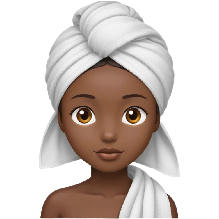 Black girl with a towel on her head nd a towel on her body emoji