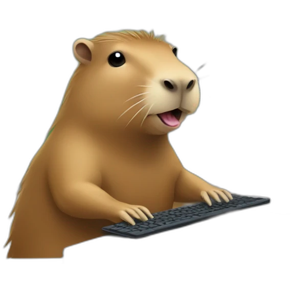 capybara typing in front of a computer emoji