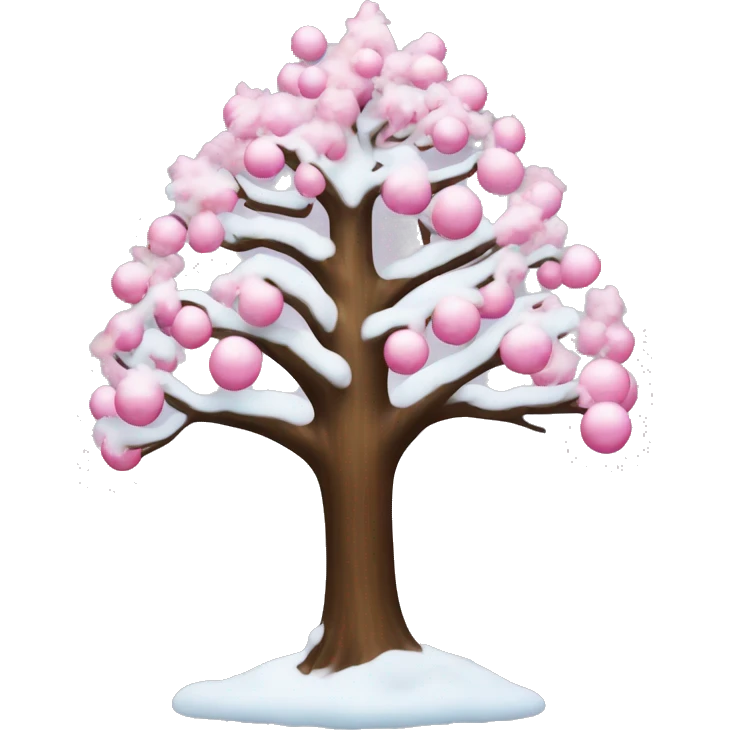 christian tree with snow and pink ornaments  emoji