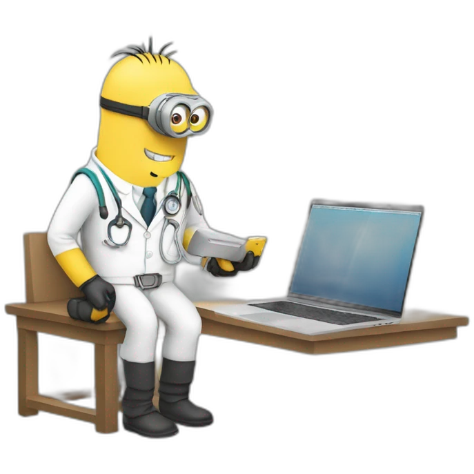 Minion Vet using an macbook emoji