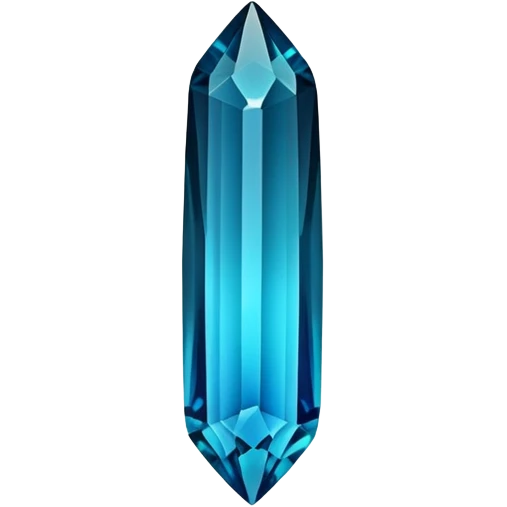 Indicolite tourmaline gemstone with deep electric blue color and elongated crystal shape emoji