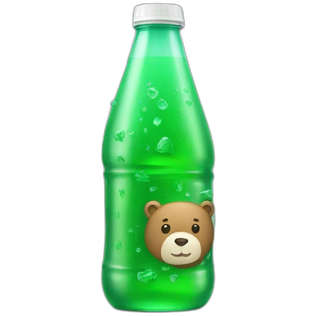 green soda with a bear on emoji