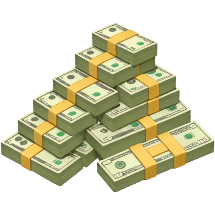 the number 10 and letter x, precede the cash pile, on the same level so it looks like "10x" and to its right, the cash pile, cash pile, make bills rectangular, next to a "10x" factor, looking like 10x CASH PILE,  emoji