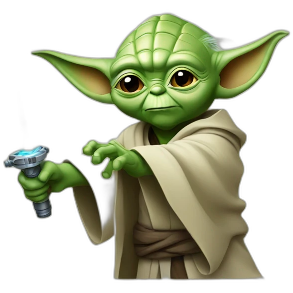 Master Yoda with lasersaber  emoji