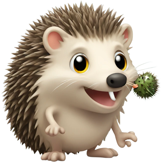hedgehog with worm emoji
