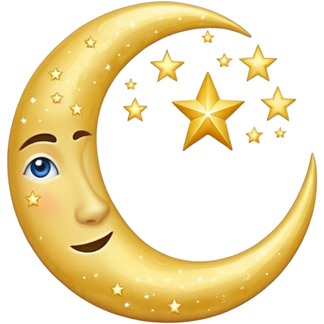 Glitter cian moon emoji