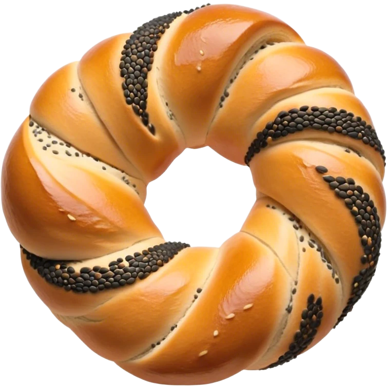 Cinematic Realistic Simit twisted Turkish bread in poppy seeds emoji