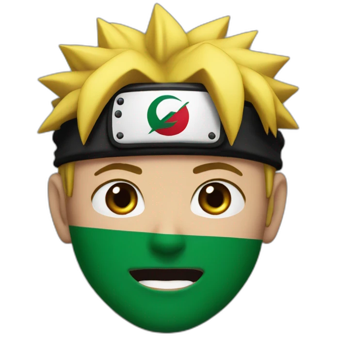 Naruto with palestine flag on his mouth emoji
