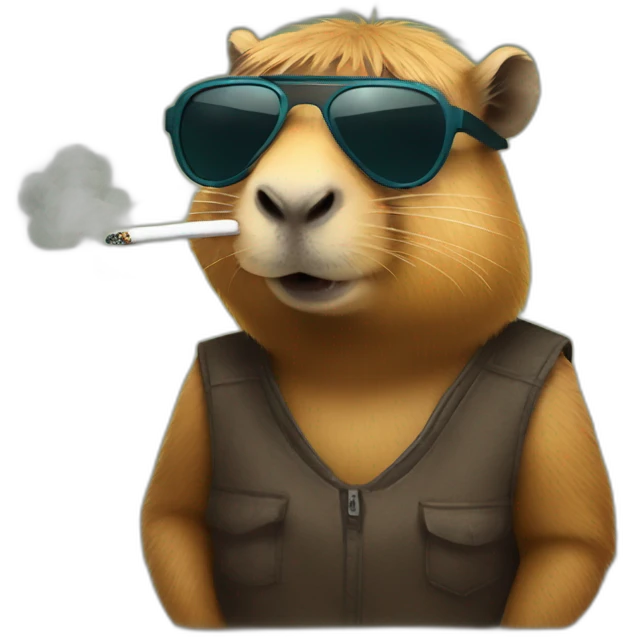 Capybara with cigarette and shades emoji