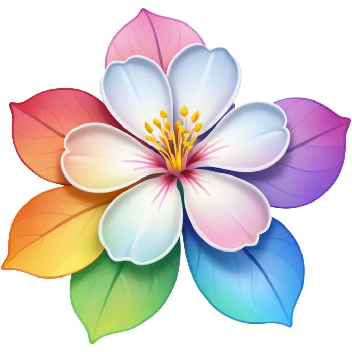 white sakura with a rainbow outline emoji