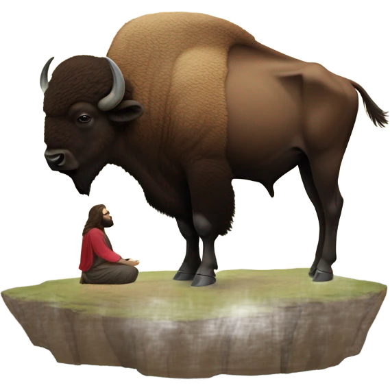 A bison praying up to heaven and Jesus looking down  emoji