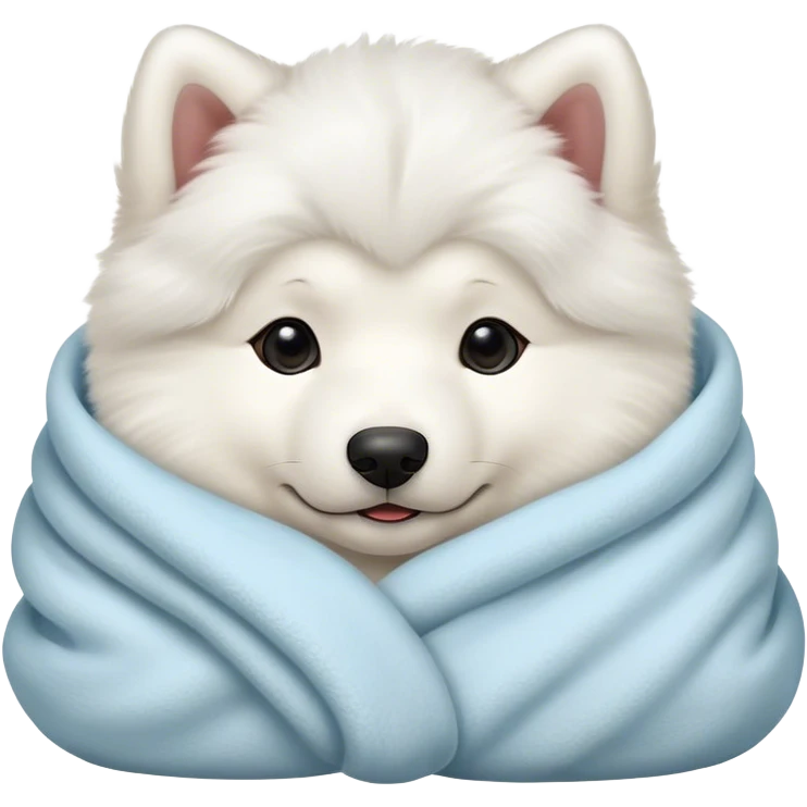 Samoyed puppy cozy in blanket emoji