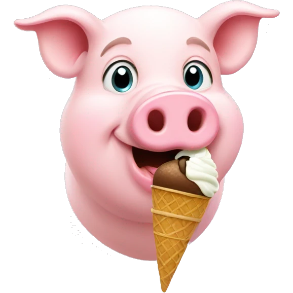 Pig eating ice cream emoji