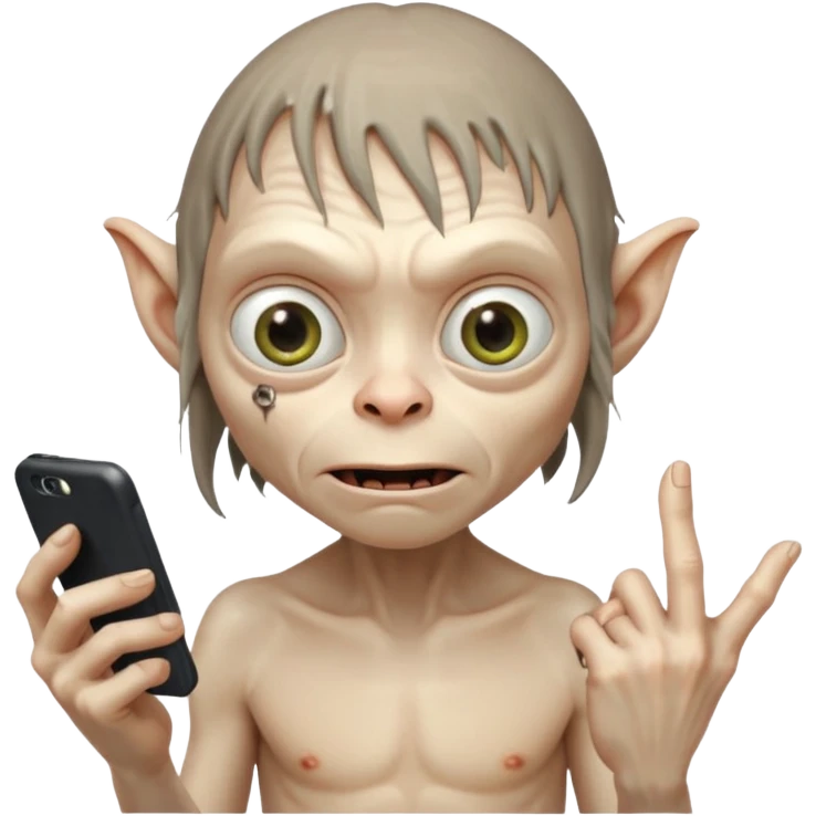 gollum typing a cellphone emoji