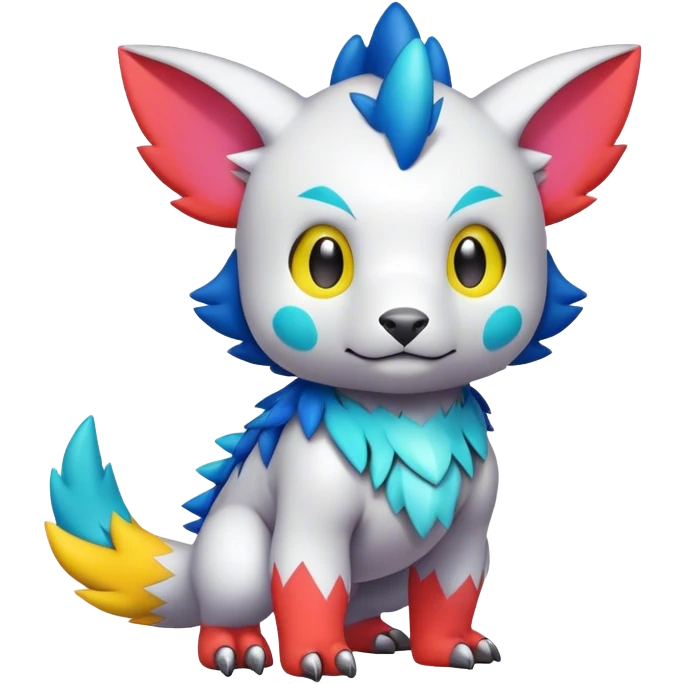 Cute cool colorful Digimon-animal-hybrid full body emoji