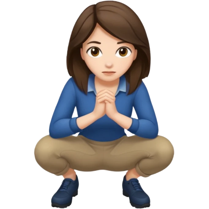 crouching emoji woman brunette emoji