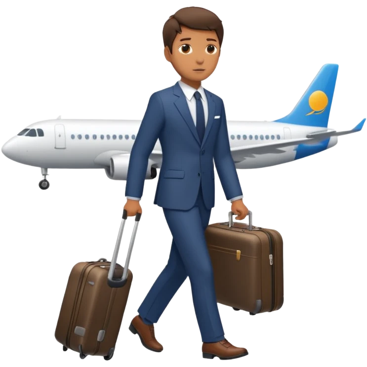 Please create an image of a young person departing overseas for employment. Set the scene as them pulling a suitcase toward the airp emoji
