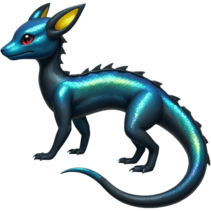 Sparkly Iridescent Shiny Salandit-Umbreon-Fakémon-hybrid-creature (full body)  emoji