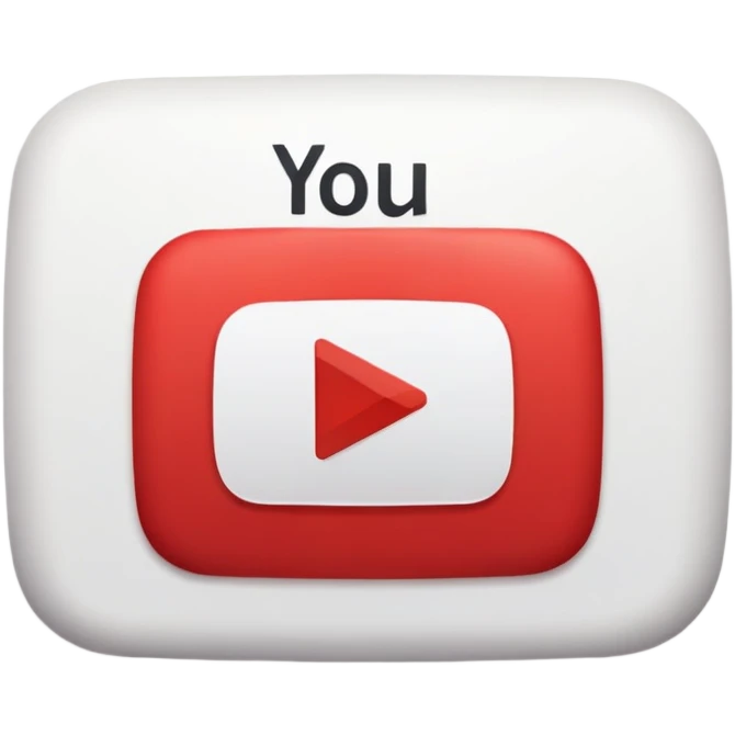 YouTube logo, red rectangle with rounded corners and white play button in the center emoji