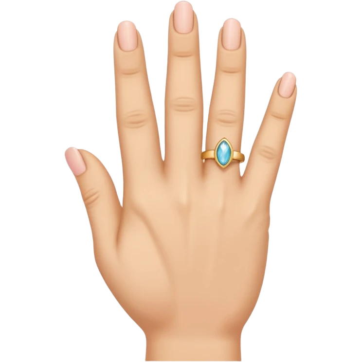 the ring finger, index finger, and middle finger facing up while the thumb and pinky finger are facing inwards towards the hand emoji
