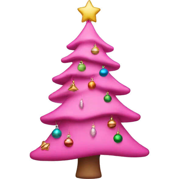 Pink Christmas tree with ornaments  emoji
