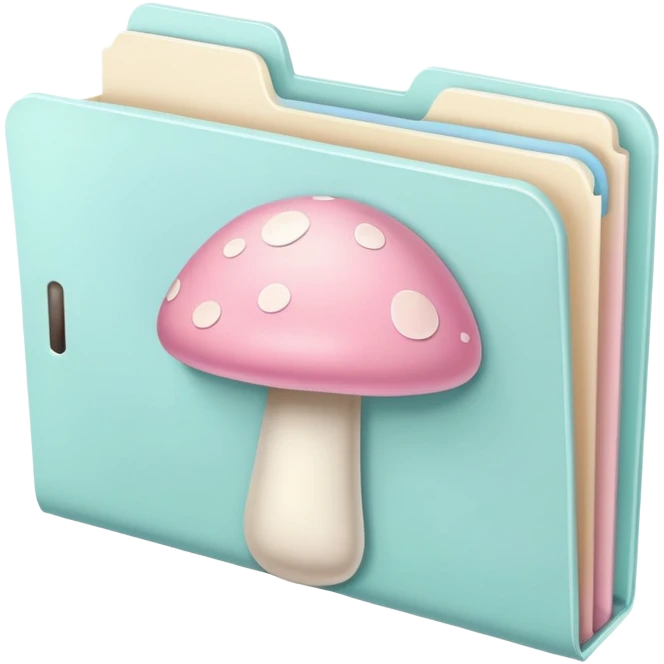 pastel file folder with pastel mushroom on cover  emoji