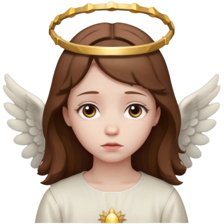 brown hair girl angel, sad emoji