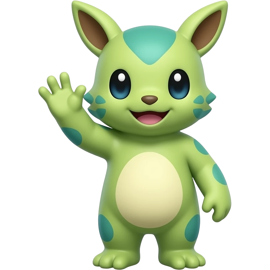 A Breloom waving at the viewer emoji