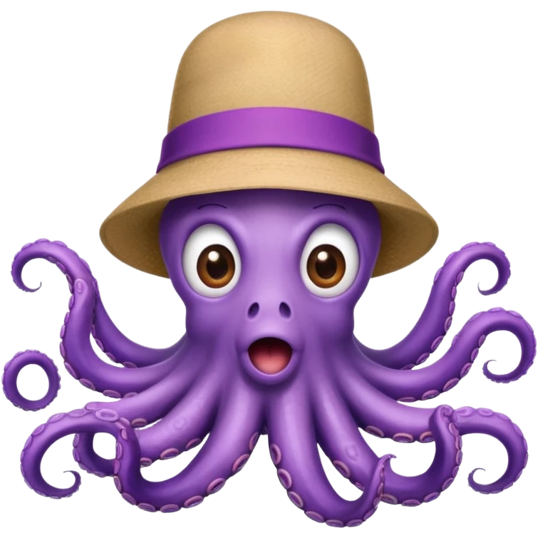 Shocked octopus wearing a hat emoji