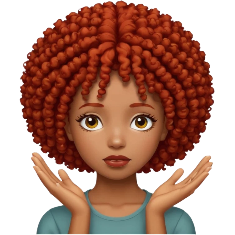 Black girl with curly Afro red hair face palming  emoji