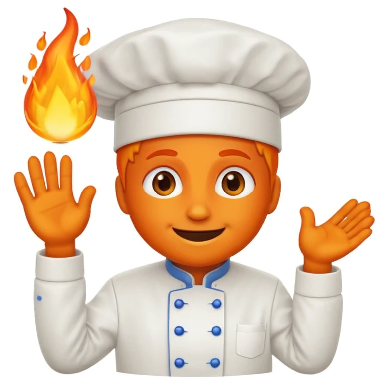 emoji mascotte goute enflammée en chef de cuisine emoji