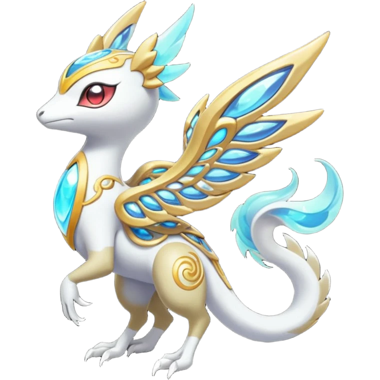 Angelic Divine Bioluminescent Translucent Luminescent Diaphanous Shiny Colorful Meloetta-Latias-Koraidon-Peppercat-Wargreymon-Protogen-Fakémon-fusion-hybrid-creature emoji