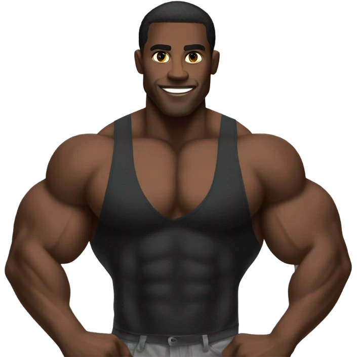 A black body builder showing muscles  emoji