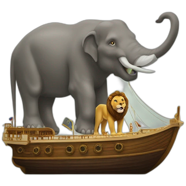 Un lièvre sur un mouton sur un lion sur un éléphant sur un Titanic sur un mégalodon emoji