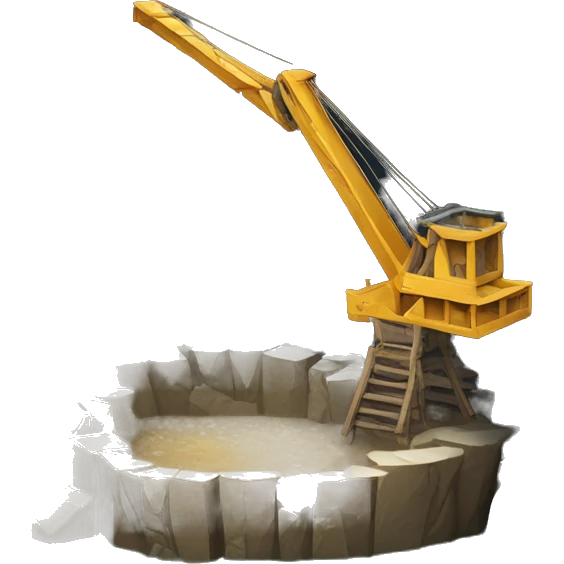 medieval wooden crane into stone pit emoji