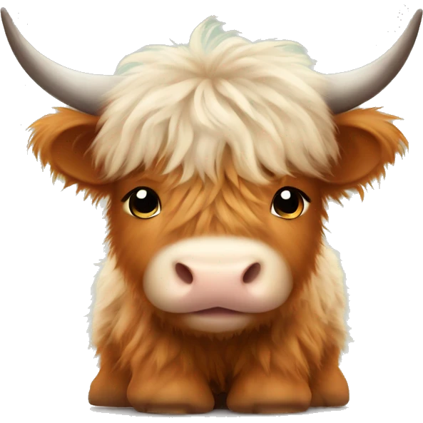 Cute Fluffy Highland cow baby emoji