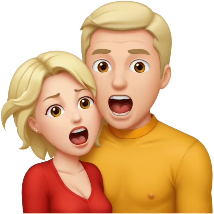 Two people are doing sex, men's penis are in the women's vagina, the women is screaming emoji