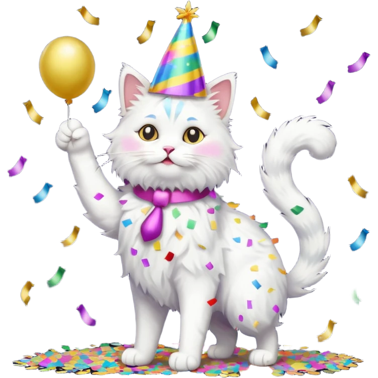 a full-body white cat new year  emoji