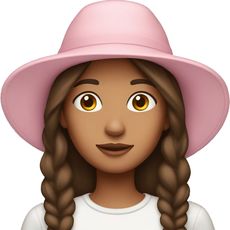 Brunette Girl with Pastell pink fisher hat emoji