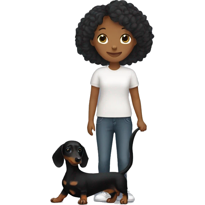 black dachshund with its owner emoji