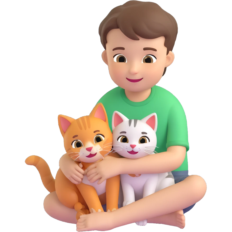 boy and cat pet emoji